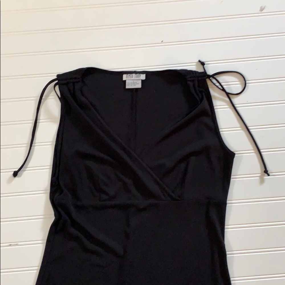 Simple little black dress with shoulder ties